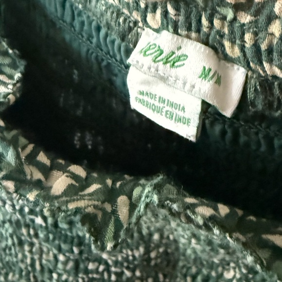 Aerie|Smocked Olive Green Sleeveless babydoll dress with bows on sleeve,Medium• - Picture 11 of 15